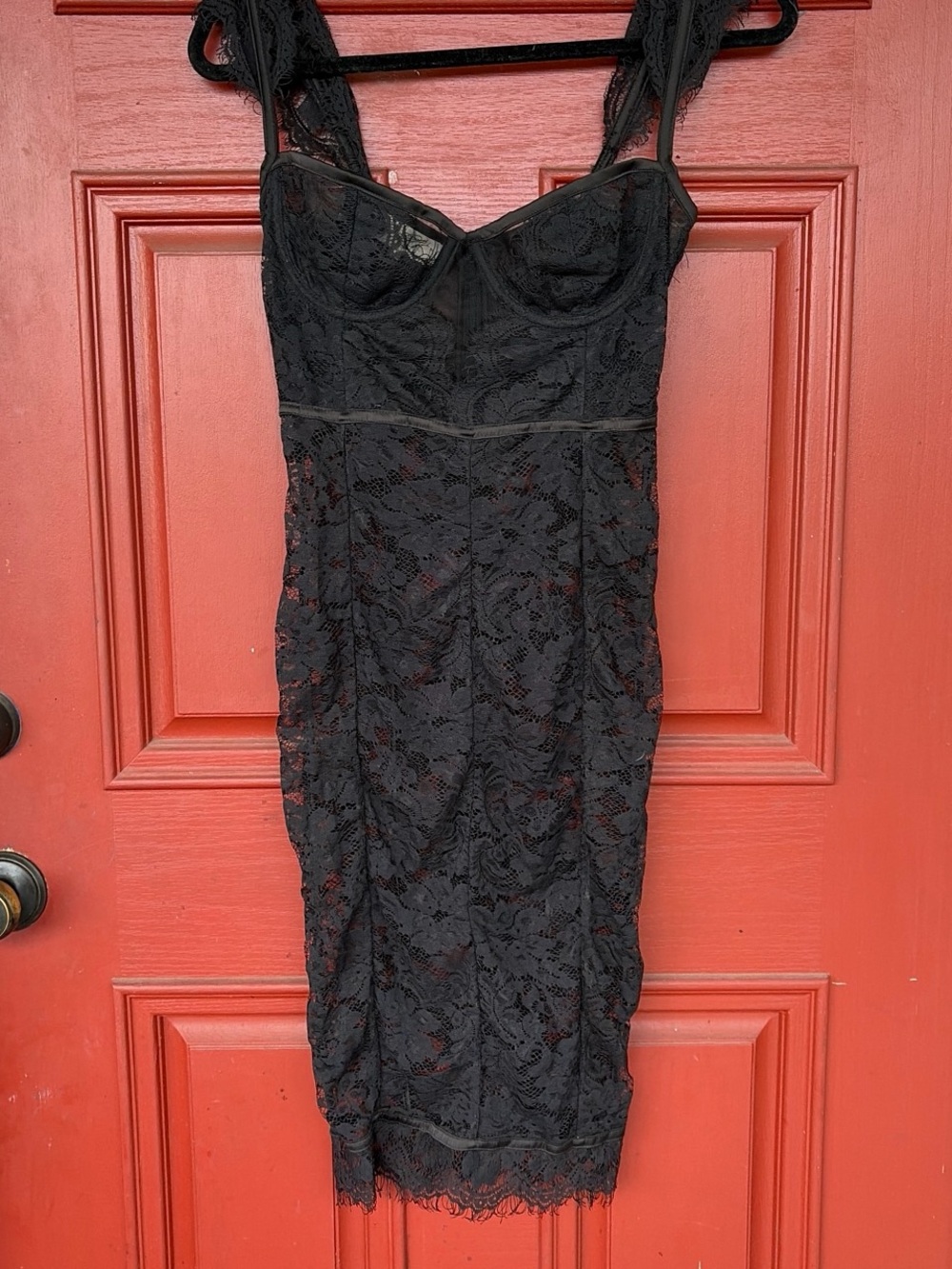 House of CB Black Lace Midi Dress with Strappy Neck - Picture 3 of 7